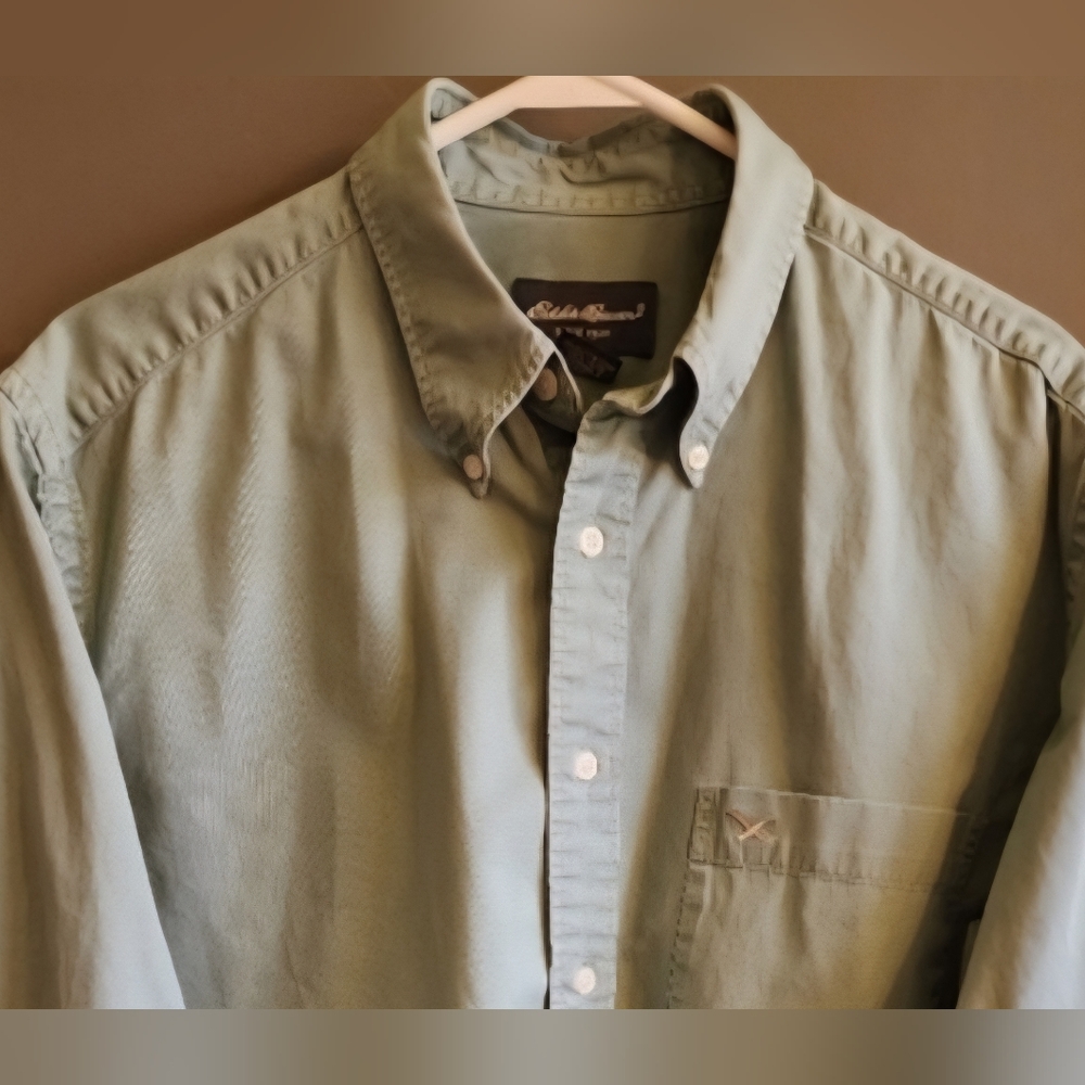 Eddie Bauer Men's Shirt Long Sleeve Button-down Olive Green Dress Or Casual Sz M
